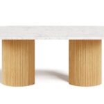 Oval Fluted Sea Grey Marble Dining Table